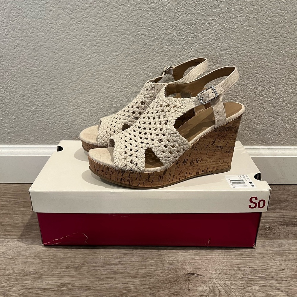 So Women's Taffy Cream/Natural Wedge Sandals